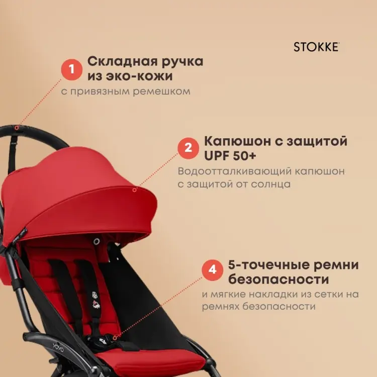 Коляска прогулочная BABYZEN Stokke YOYO3, красный купить,NaN