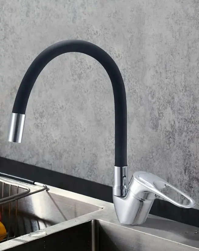 Смеситель с гибким изливом VODA White House VODA Elastic EH519black, латунь, цвет черный - ForteMarket Смеситель с гибким изливом VODA White House VODA Elastic EH519black, латунь, цвет черный купить,NaN