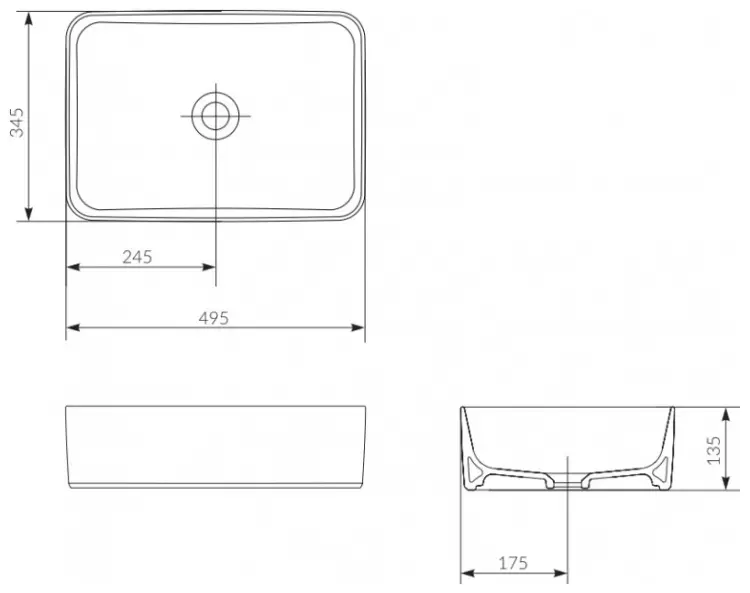 Раковина Cersanit CREA 50 RECTANGULAR накладная прямоугольная 49.5х34.5 см, фарфор купить,NaN