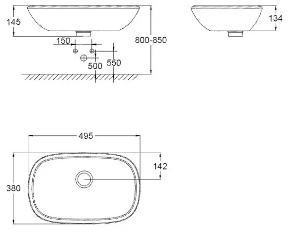 Раковина Grohe 39216000 накладная прямоугольная 49.50х38 см, керамика купить,NaN