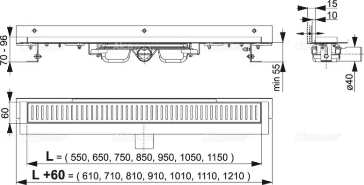 Alcaplast трап APZ104-950 (95х6 см) купить,NaN