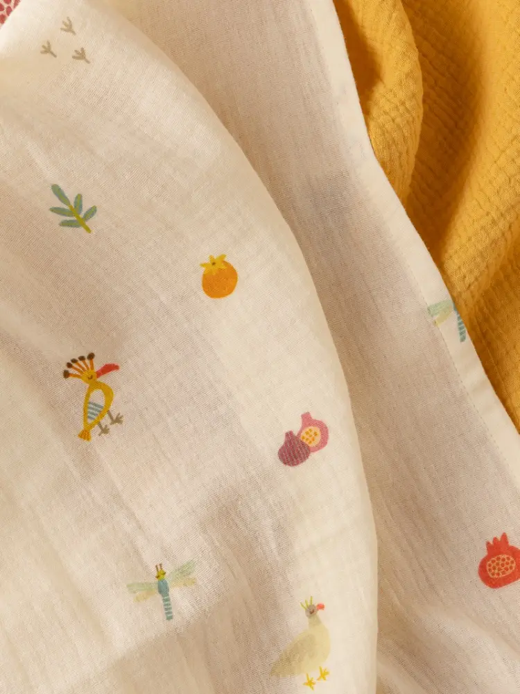 Пеленка текстильная BUBA KIDS Сады Кавказа/ горчица, 2 шт, 75x115 см купить,NaN