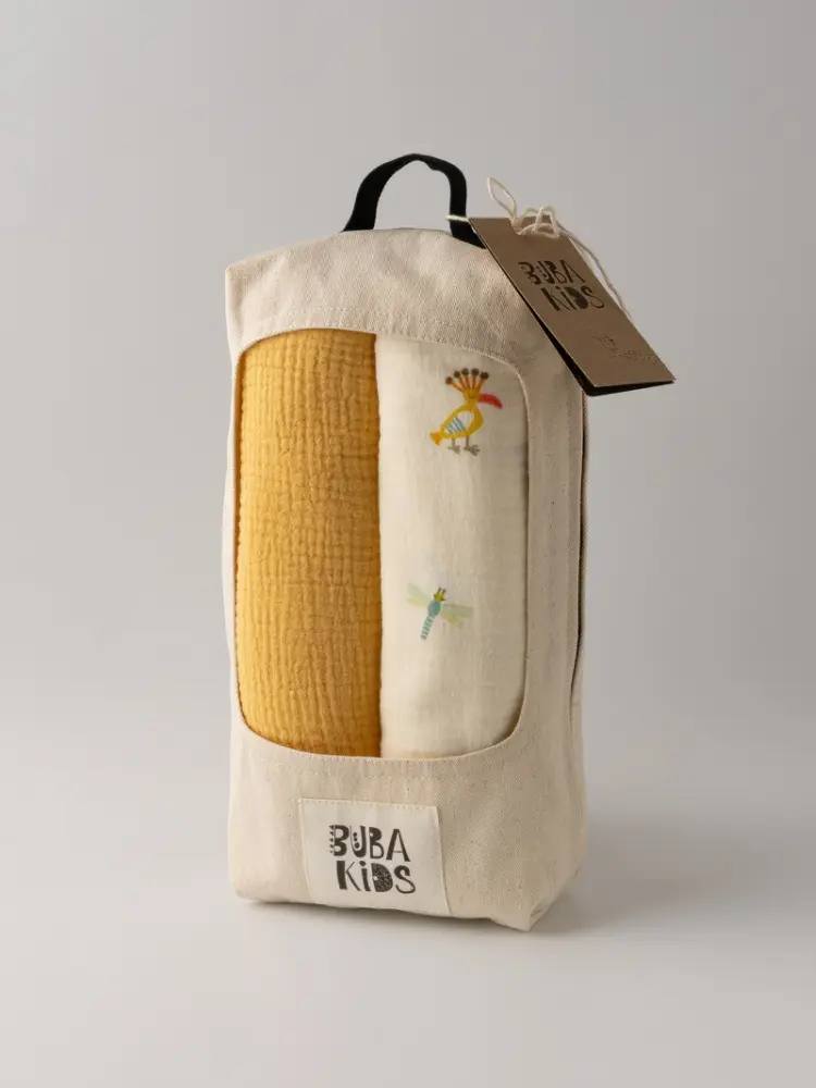 Пеленка текстильная BUBA KIDS Сады Кавказа/ горчица, 2 шт, 75x115 см купить,NaN