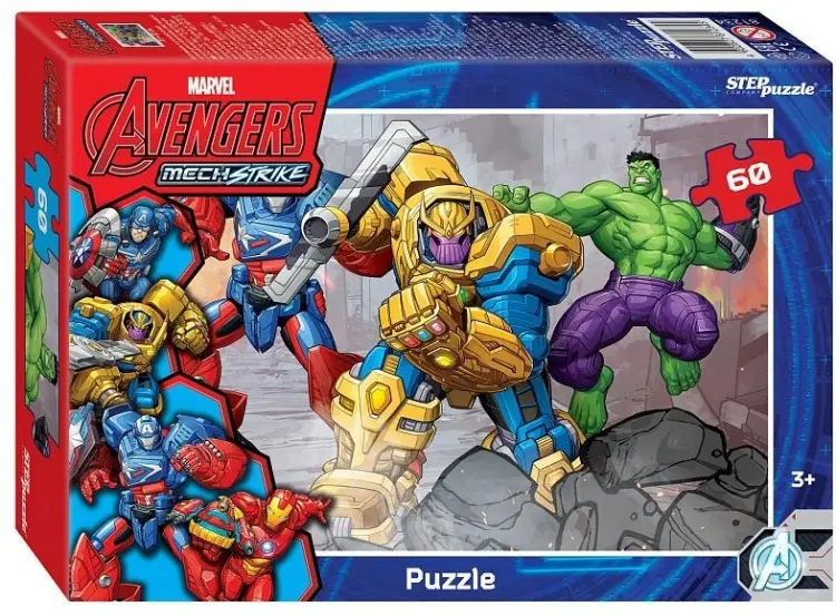 Пазл Степ Пазл 81234 Пазл Step puzzle 60 деталей: MECH STRIKE (Marvel) классический 60 деталей купить,NaN