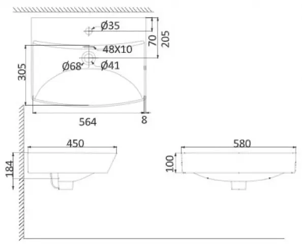 Раковина накладная 58 см CREO PU3800 HDA058 купить,NaN