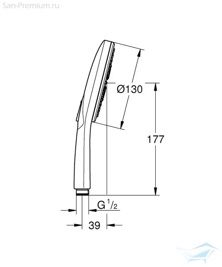Ручной душ Grohe Rainshower SmartActive 130 3jet Eco, круглый, фантомный чёрный 22127KF0 купить,NaN