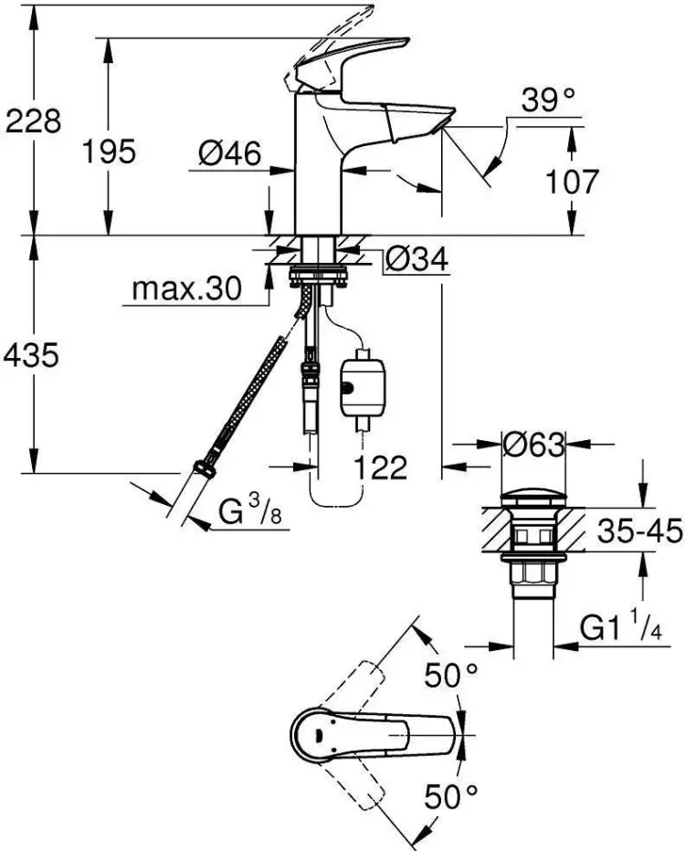 Смеситель для раковины (умывальника) Grohe Eurosmart 23976003 однозахватный купить,NaN