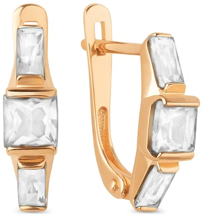 Серьги Династия 023192-1102 вес 1.93 г золото, фианит купить,131240