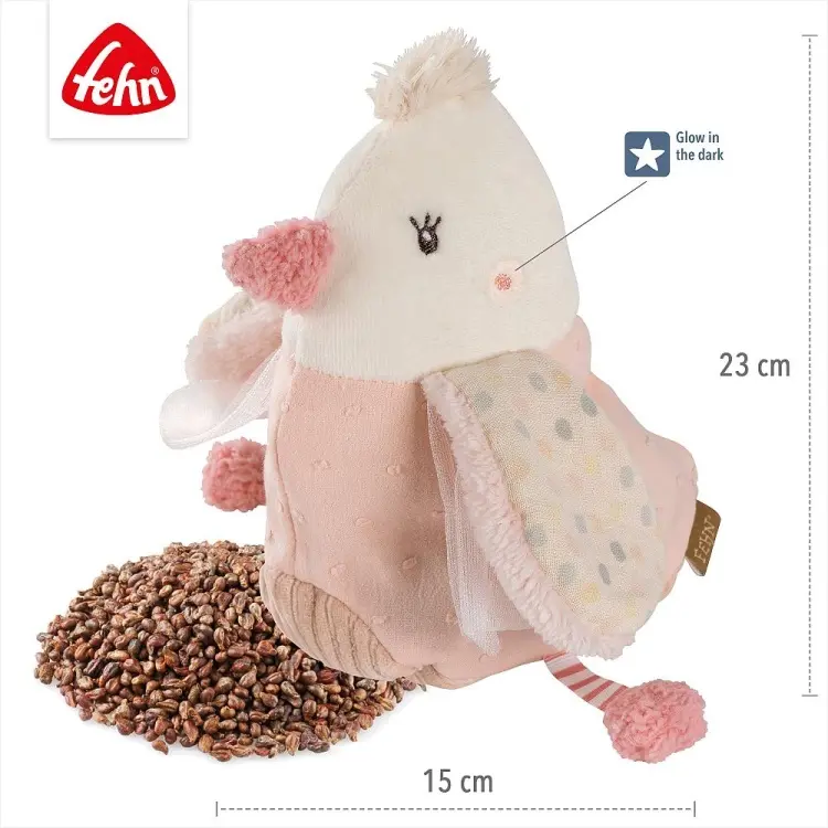 Мягкая игрушка Fehn Птичка, высота 23 см, розовый купить,NaN