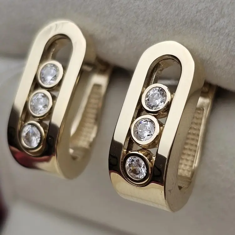 Серьги Deimantas 113823745 вес 6.06 г золото, фианит купить,NaN