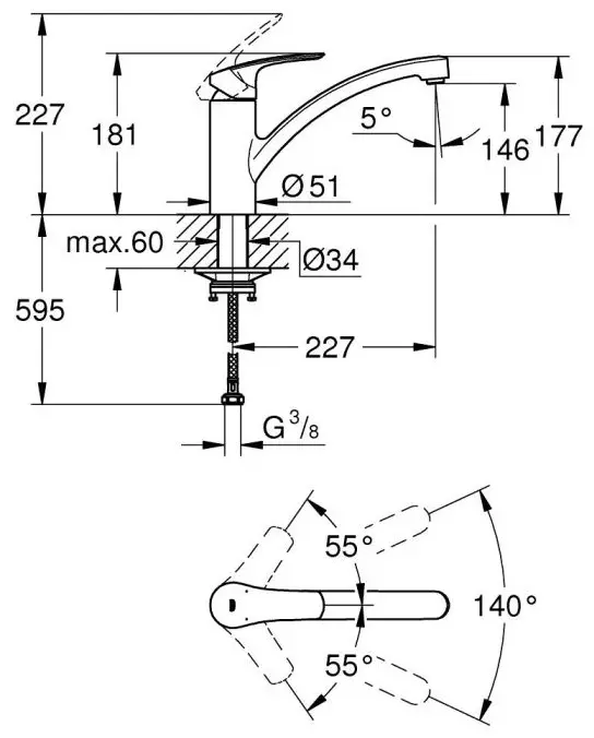 Смеситель для кухни (мойки) Grohe GROHE Eurosmart, матовый черный (332812433), однозахватный купить,NaN