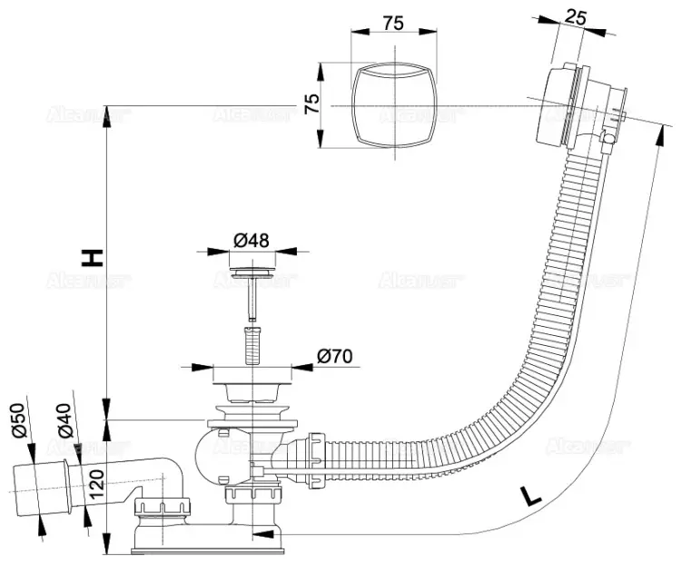 Сифон Alca A51CR-80 52 мм купить,NaN