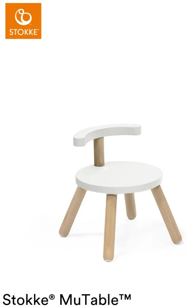 Растущий стульчик Stokke V2 627101, МДФ, массив дерева, металл, 35x35x42 см, белый, коричневый