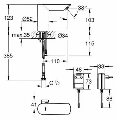 Смеситель для раковины (умывальника) Grohe 36453000, сенсорный купить,NaN