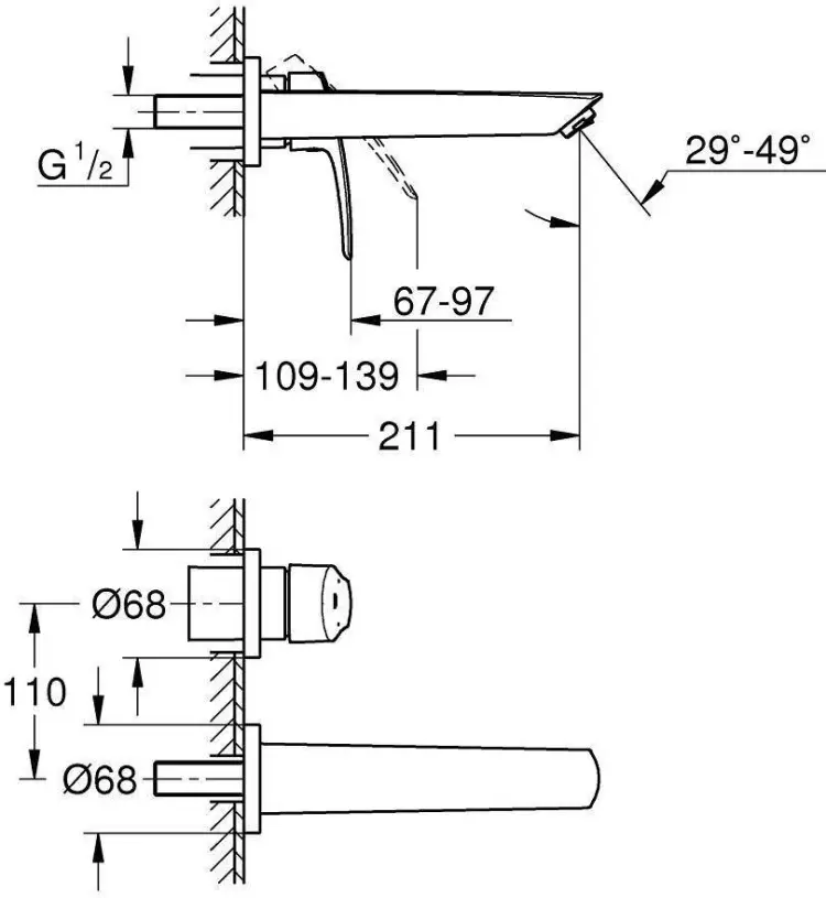 Смеситель для раковины (умывальника) Grohe Eurosmart WH-29338003, однозахватный купить,NaN