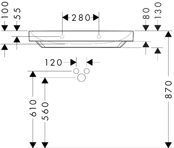 Раковина Hansgrohe Xelu Q 60318450 накладная прямоугольная 80х48 см, керамика