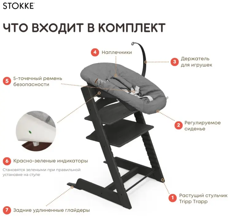 Стульчик-шезлонг Stokke Tripp Trapp Black NB 101140 черный купить,NaN