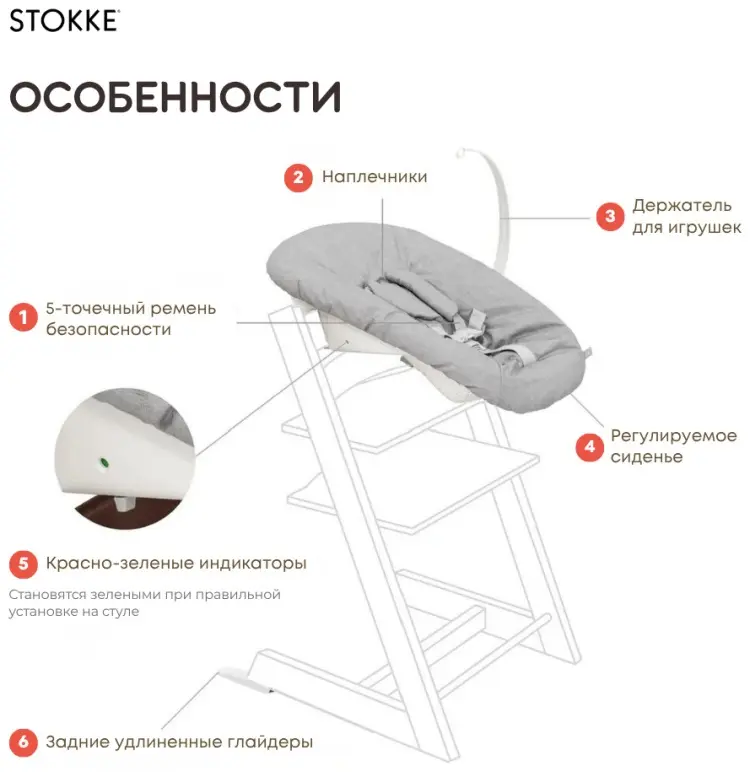 Стульчик-шезлонг Stokke Tripp Trapp Heather Mauve NB 101152 розовый купить,NaN