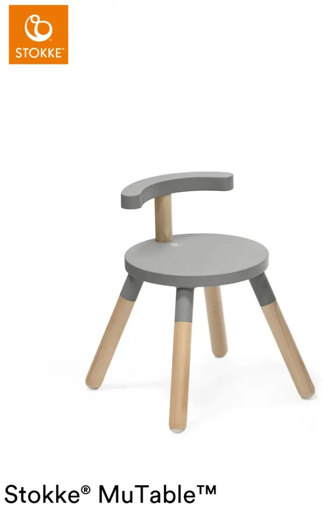 Растущий стульчик Stokke V2 627102, МДФ, массив дерева, металл, 35x35x42 см, серый, коричневый купить,NaN