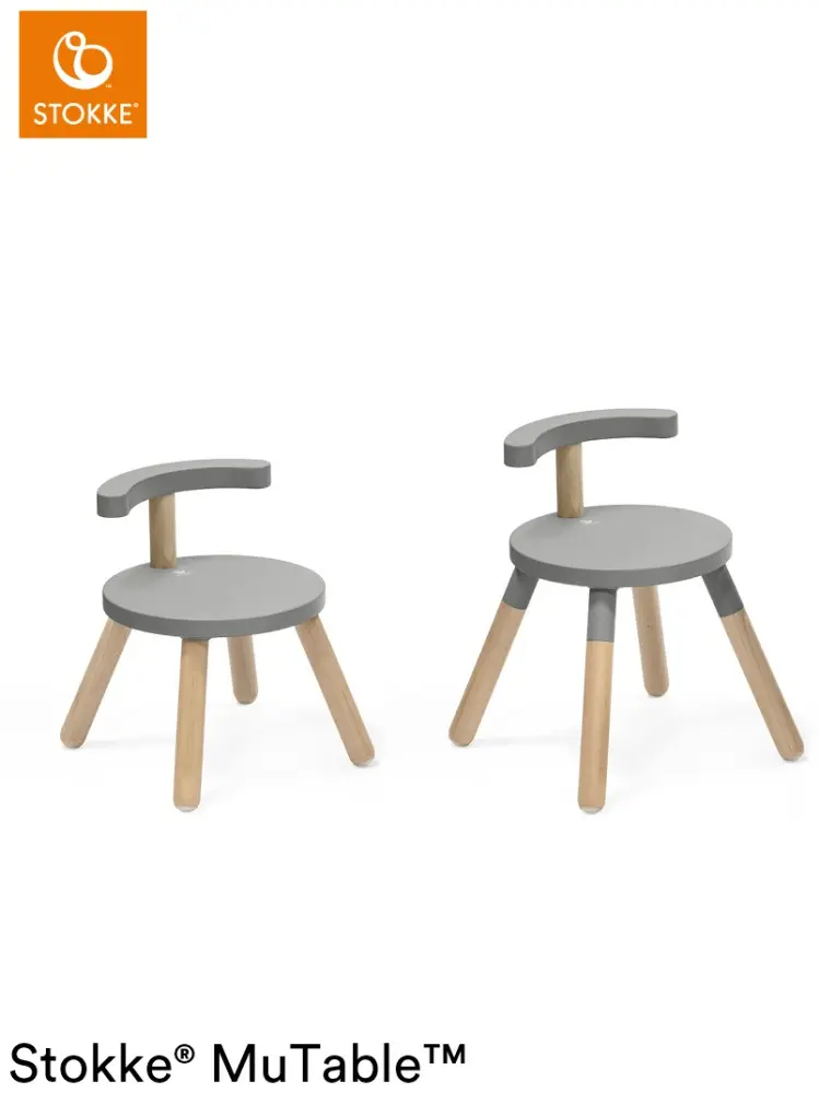 Растущий стульчик Stokke V2 627102, МДФ, массив дерева, металл, 35x35x42 см, серый, коричневый купить,NaN