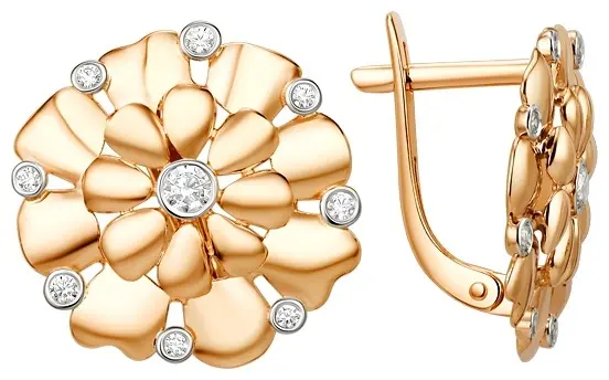 Серьги Династия 015462-1102 вес 3.43 г золото, фианит купить,233240