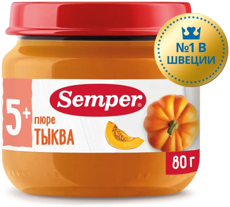 Детское пюре Semper тыква 80 г, с 5 месяцев