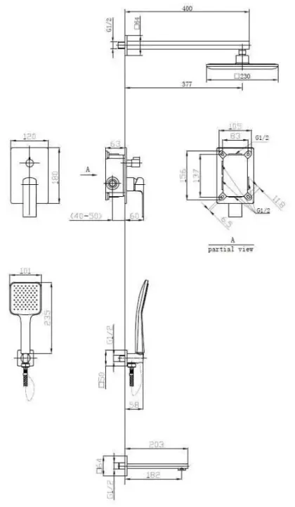 ESKO душевая стойка Squared Chrome 7in1 SQ купить,NaN