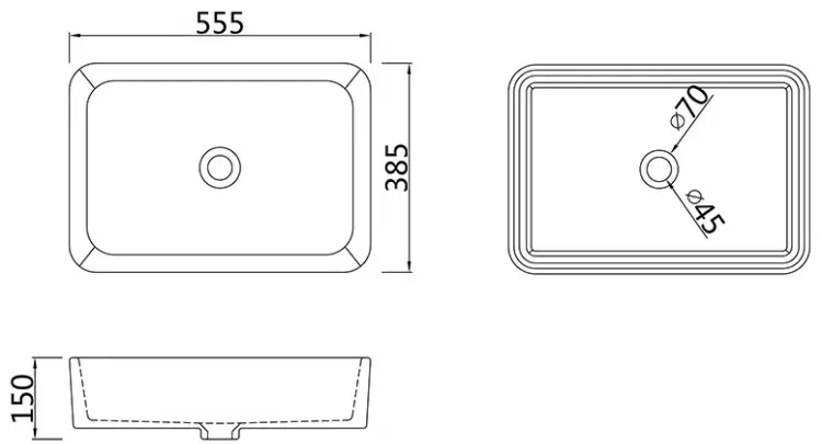 Раковина SSWW CL3337 накладная прямоугольная 55.50х38.5 см, фарфор купить,NaN