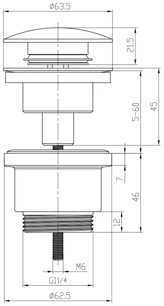 Донный клапан без перелива Lemark LM8500C 1 1/4, 46 мм купить,NaN