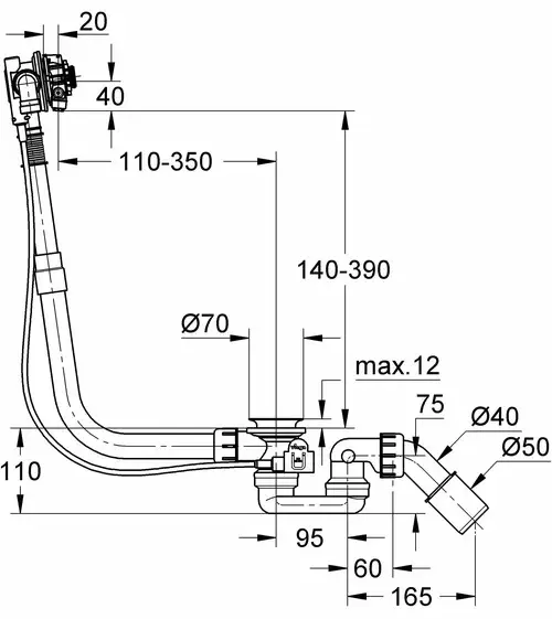 Сифон Grohe Talentofill 28991000 (встраиваемая часть) 40 мм, 50 мм купить,NaN