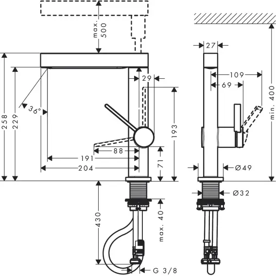 Смеситель Hansgrohe Finoris 76063140, латунь, цвет шлифованная бронза купить,456500