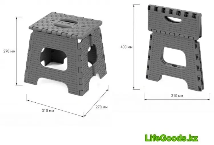 Табурет LifeGoods.kz LG10272, 27x31x27 см, серый купить,NaN