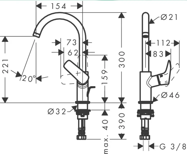 Смеситель для раковины (умывальника) Hansgrohe 71130000, однозахватный купить,NaN
