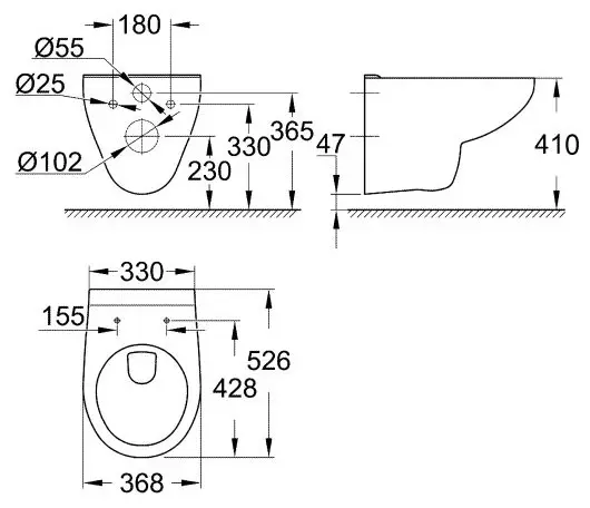 Чаша унитаза Grohe Bau Ceramic, альпин-белый 39491 (без крышки-сиденья), санкерамика купить,NaN