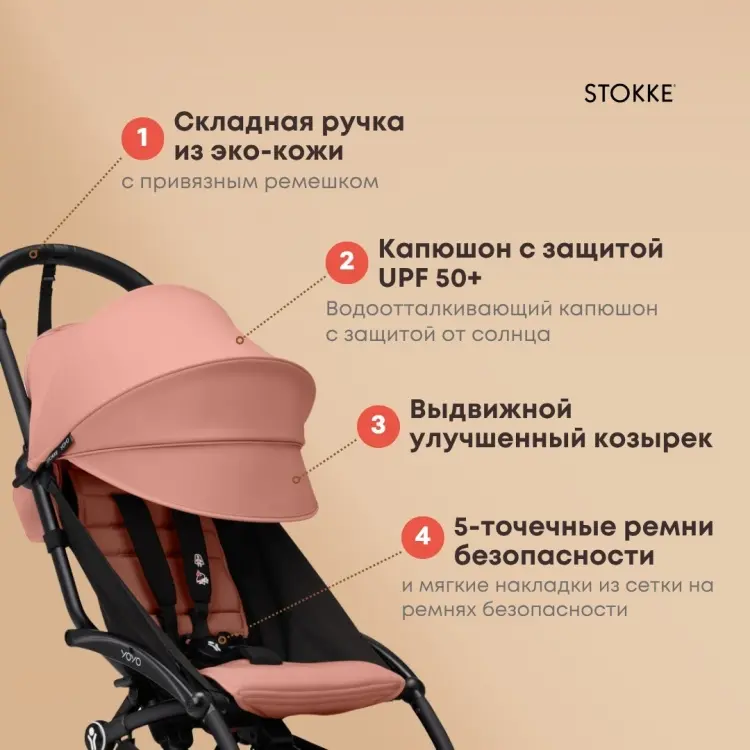 Коляска прогулочная BABYZEN Stokke YOYO3 Strollers, розовый