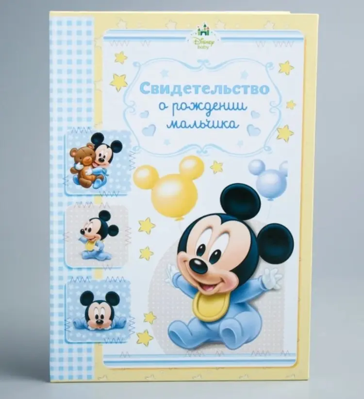 Папка Disney Свидетельство о рождении Микки малыш А5 1 шт купить,NaN