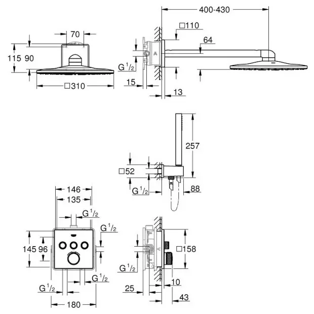 Grohe душевой набор (гарнитур) Grohtherm SmartControl 34706000 купить,NaN