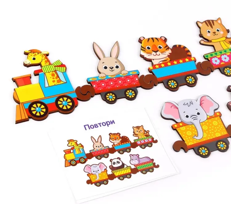Настольная игра WoodLand Toys Хоровод. Поезд с животными купить,NaN