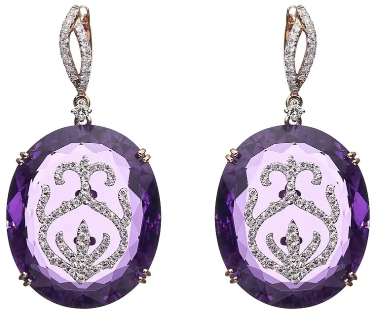 Серьги Casato ORX-1233BTHAME-P вес 7.18 г золото, бриллиант, аметист купить,NaN