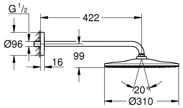 Grohe верхний душ Rainshower 310 22121KF0 купить,NaN