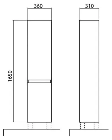 Шкаф напольный AQUARODOS P-AKCENT-R-WHITE-GLOSS, 36x31x165 см, белый купить,NaN