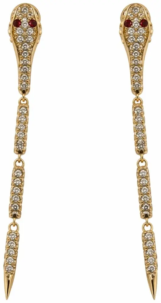 Серьги-цепочки Crivelli 000-5709NS вес 13.7 г золото, бриллиант, рубин купить,NaN
