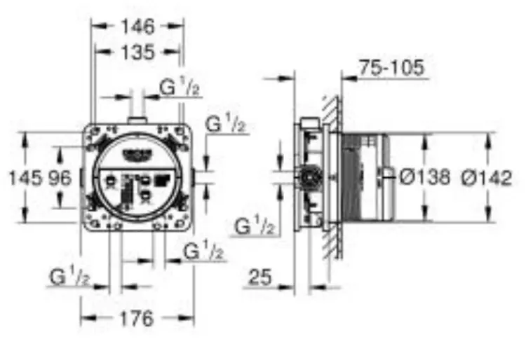 Grohe скрытая часть смесителя универсальный 35604000 купить,NaN