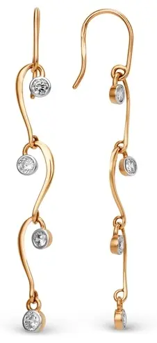 Серьги-цепочки Династия 014912-1102 вес 2.17 г золото, фианит купить,147560