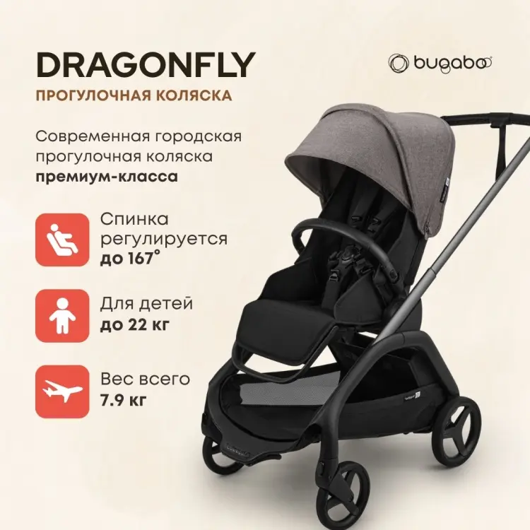 Коляска прогулочная Bugaboo 100176023, серый - ForteMarket Коляска прогулочная Bugaboo 100176023, серый купить,548250