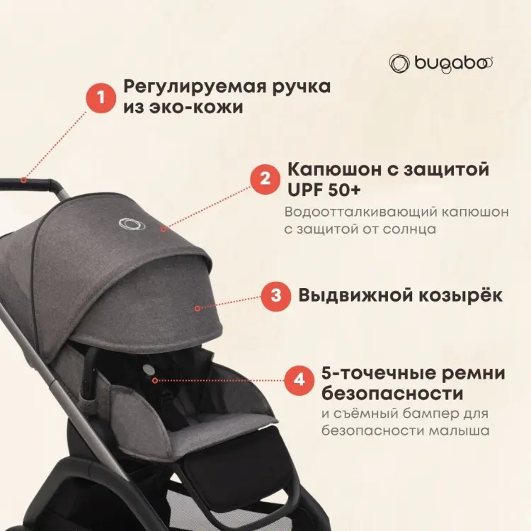 Коляска прогулочная Bugaboo 100176023, серый - ForteMarket Коляска прогулочная Bugaboo 100176023, серый купить,548250