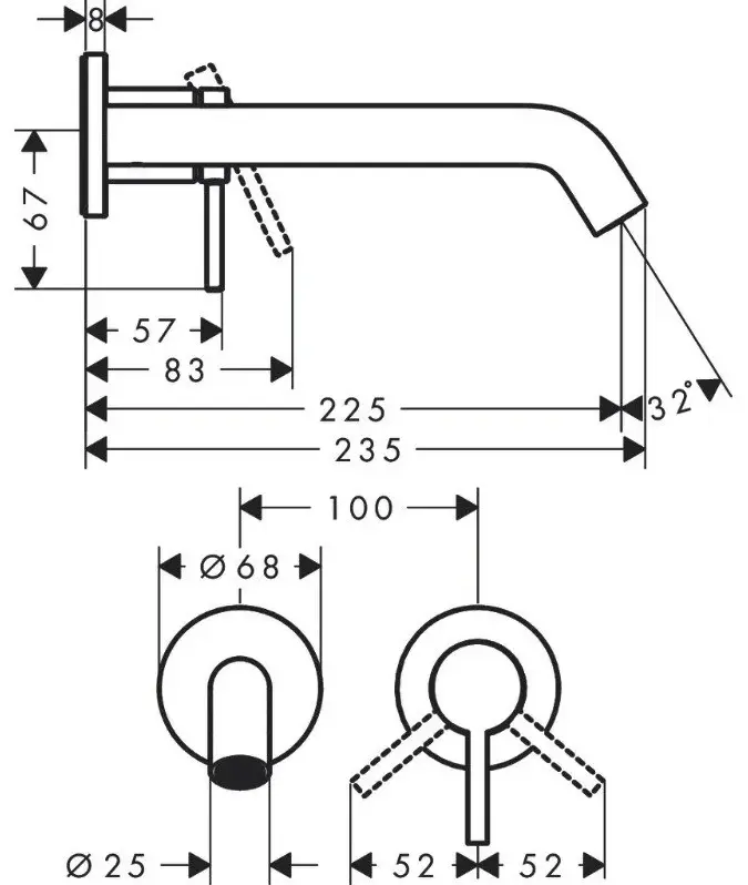 Смеситель Hansgrohe Tecturis S 73351140, латунь, цвет бронзовый