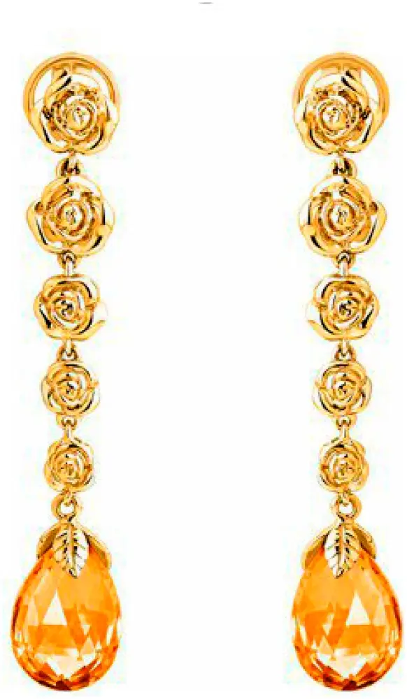 Серьги-цепочки Constella 10037-011206 вес 6.5 г золото, цитрин купить,NaN