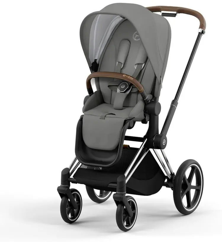 Коляска универсальная 2 в 1 Cybex Priam IV Mirage Grey на раме Chrome Brown, серый купить,NaN