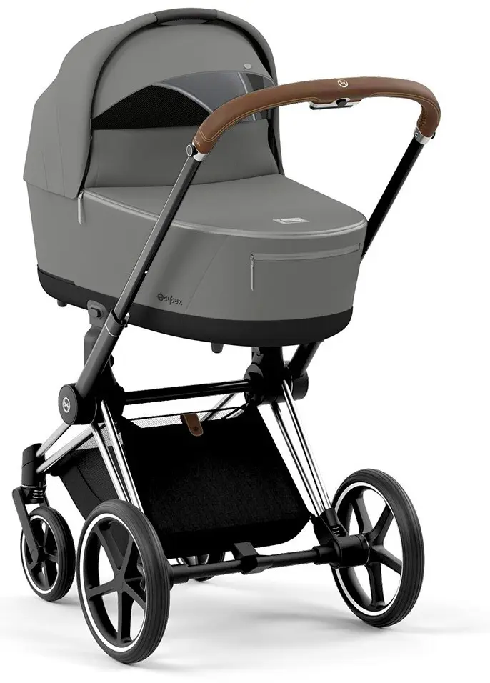 Коляска универсальная 2 в 1 Cybex Priam IV Mirage Grey на раме Chrome Brown, серый купить,NaN